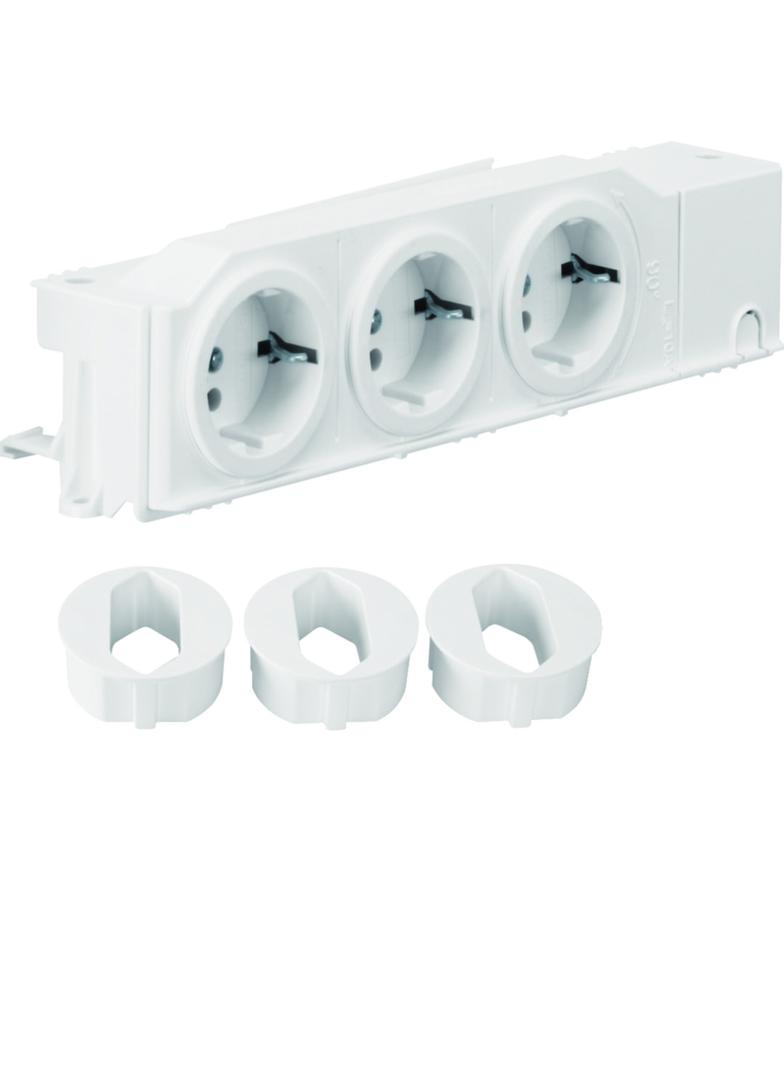 Gniazdo SCHUKO 3-krotne 230V VDI szyna TS/płyta montażowa VZ00AS HAGER