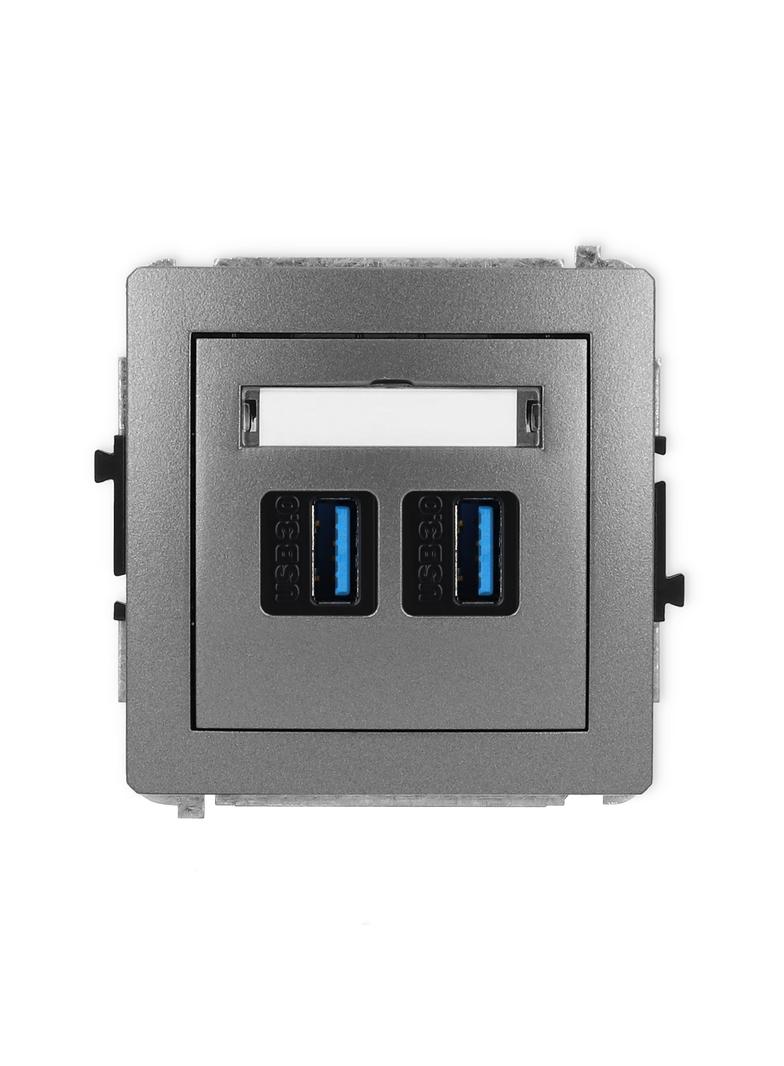 DECO Mechanizm gniazda podwójnego 2xUSB A-A 3.0 grafitowy