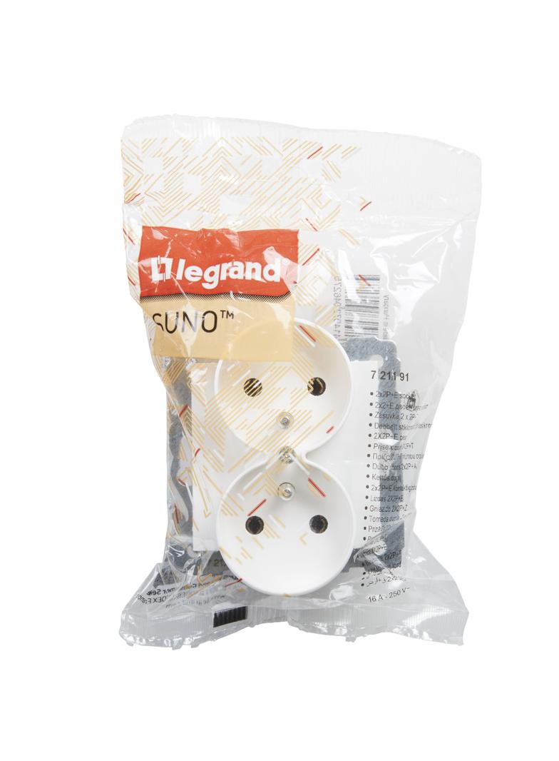 SUNO Gniazdo podwójne 2x2P+Z 16A białe 721191 LEGRAND