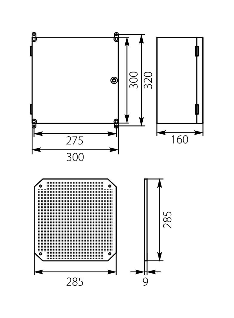 Obudowa hermetyczna z tworzywa 300x300x160mm z płytą montażową IP65 UNIbox Uni-0 43.0 OPATÓWEK