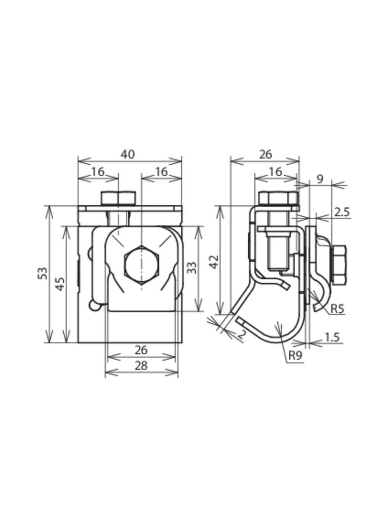 Zacisk bimetaliczny do rynny, Cu /St/tZn