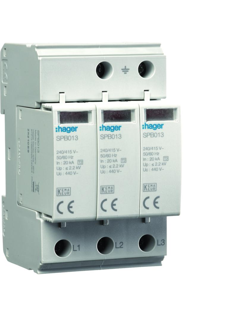 SPD T2 3P sieć IT 3+0 In=20kA Imax=40kA Up?2,2kV SPB513 HAGER