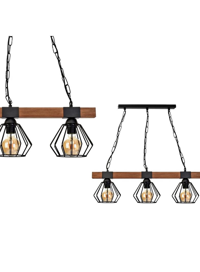 MILAGRO Lampa wisząca ULF BLACK/WOOD 3xE27