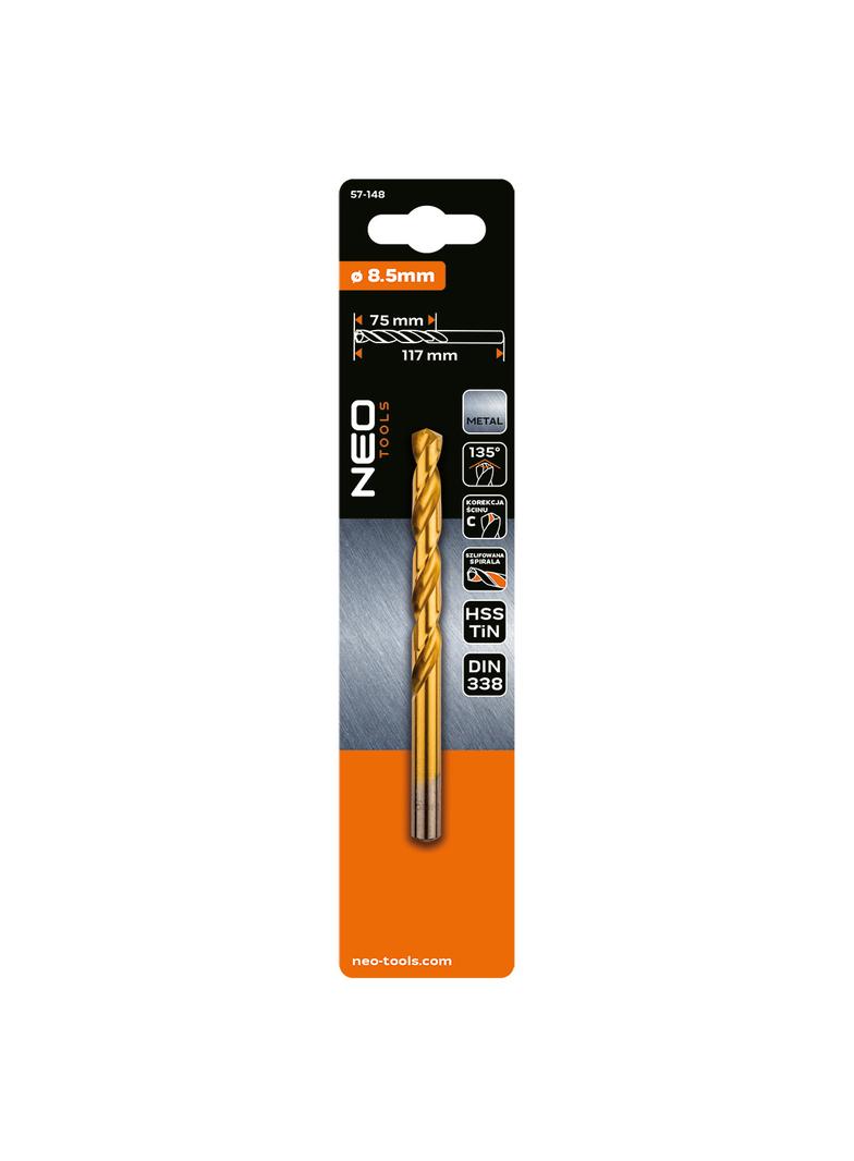 Wiertło do metalu HSS-TiN, 8.5 mm