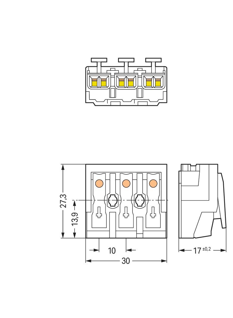 złączka zasilająca 3-biegunowa bez stopek bez styku PE