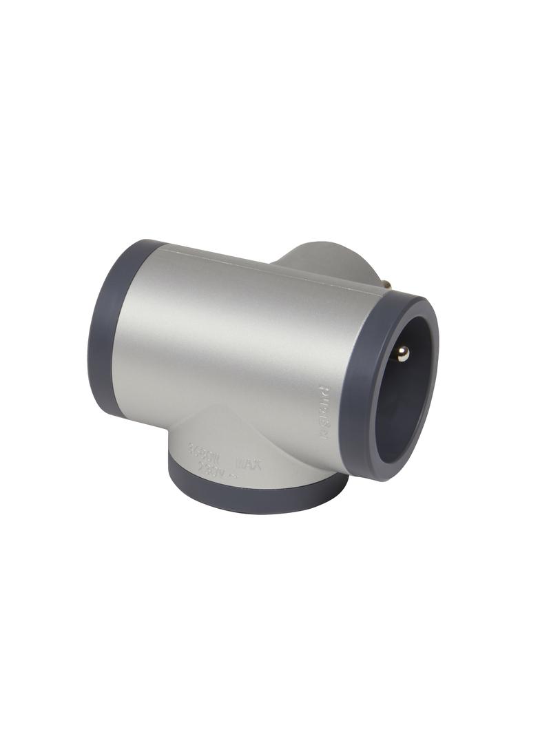 Rozgałęźnik 3-Gniazdowy Z/U Aluminium/Grafitowy Helmo 049438 LEGRAND