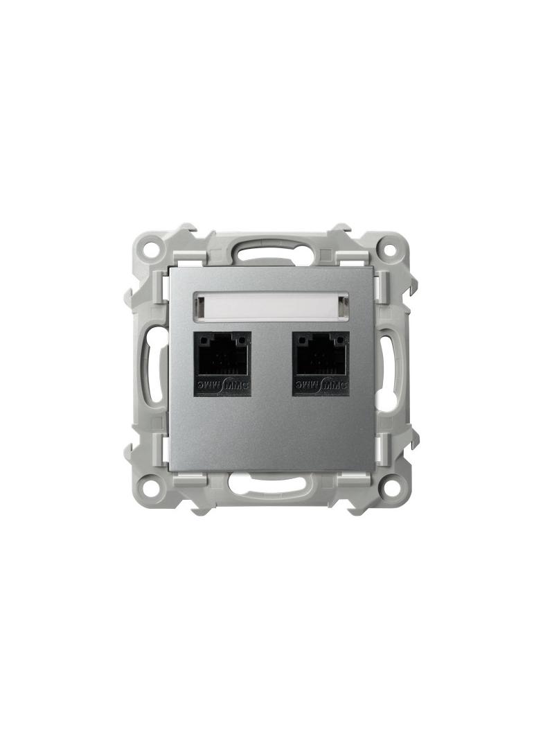 SZAFIR Gniazdo komputerowe podwójne, kat. 5e MMC - kolor srebro