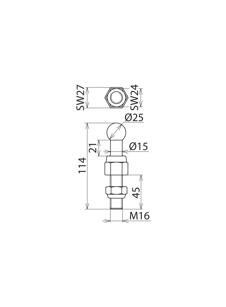 Punkt mocowania kulowy fi 25 mm prosty