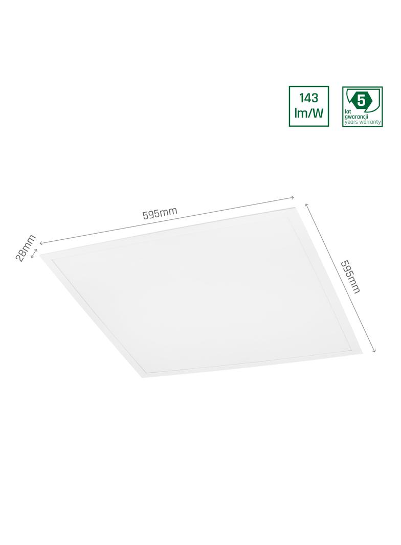 ALGINE PANEL LED BACKLIGHT 30W NW 230V 120st IP20 600x600x28 BIAŁY 5 lat gwarancji