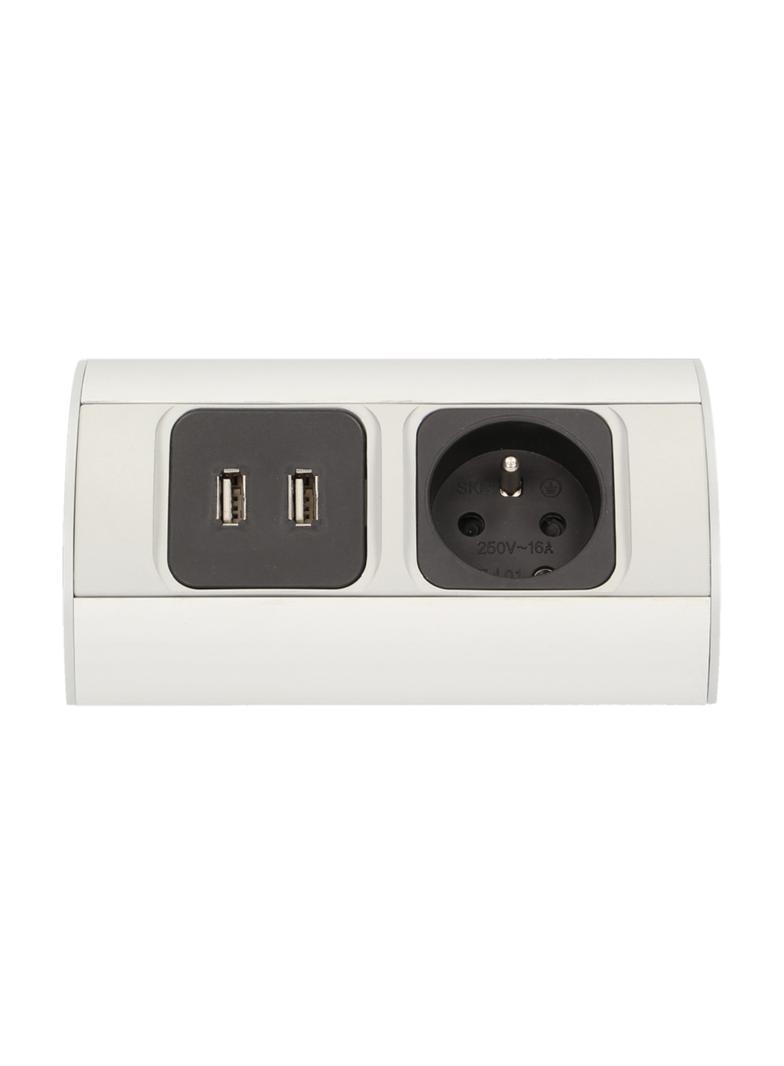 Gniazdo meblowe 1x2P+Z, 2xUSB (typ A, 2,1A) OR-AE-1310 ORNO