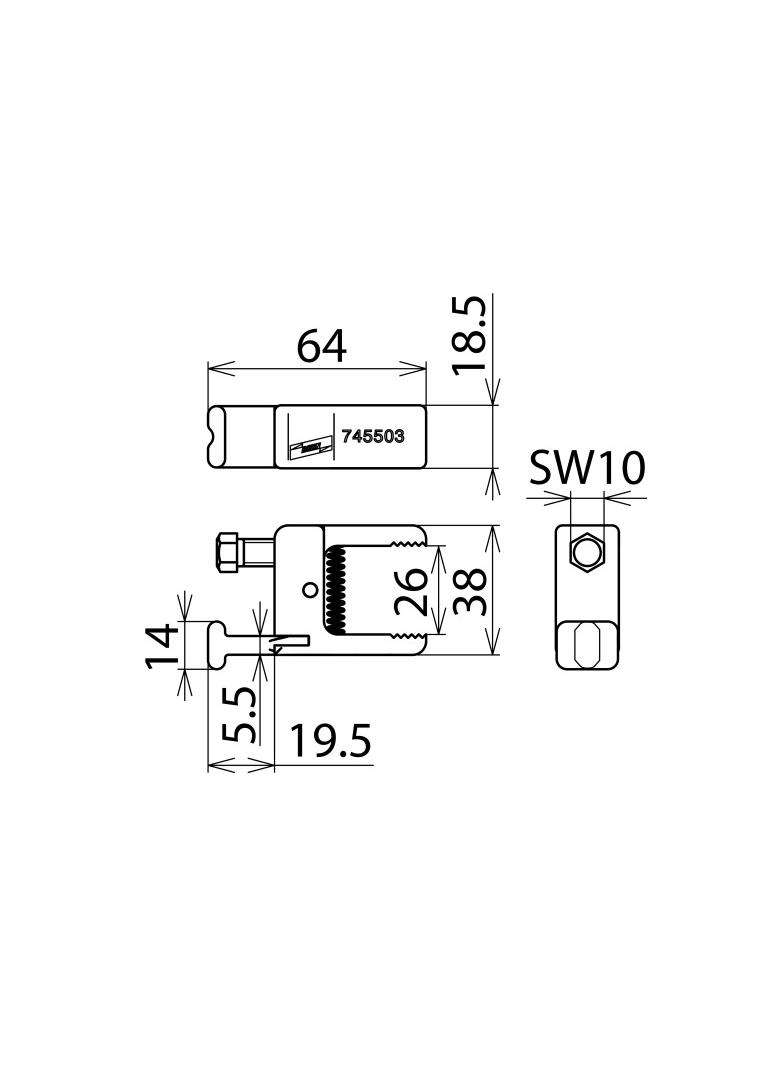 Zacisk kompaktowy do szyn 0-24 mm ze złączem T