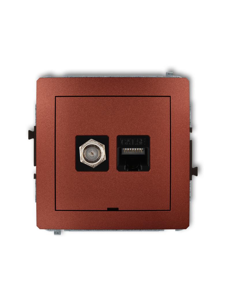 DECO Mechanizm gniazda antenowego poj. typu F (SAT) + gniazda komp. poj. 1xRJ45, kat. 5e, 8-stykowy,