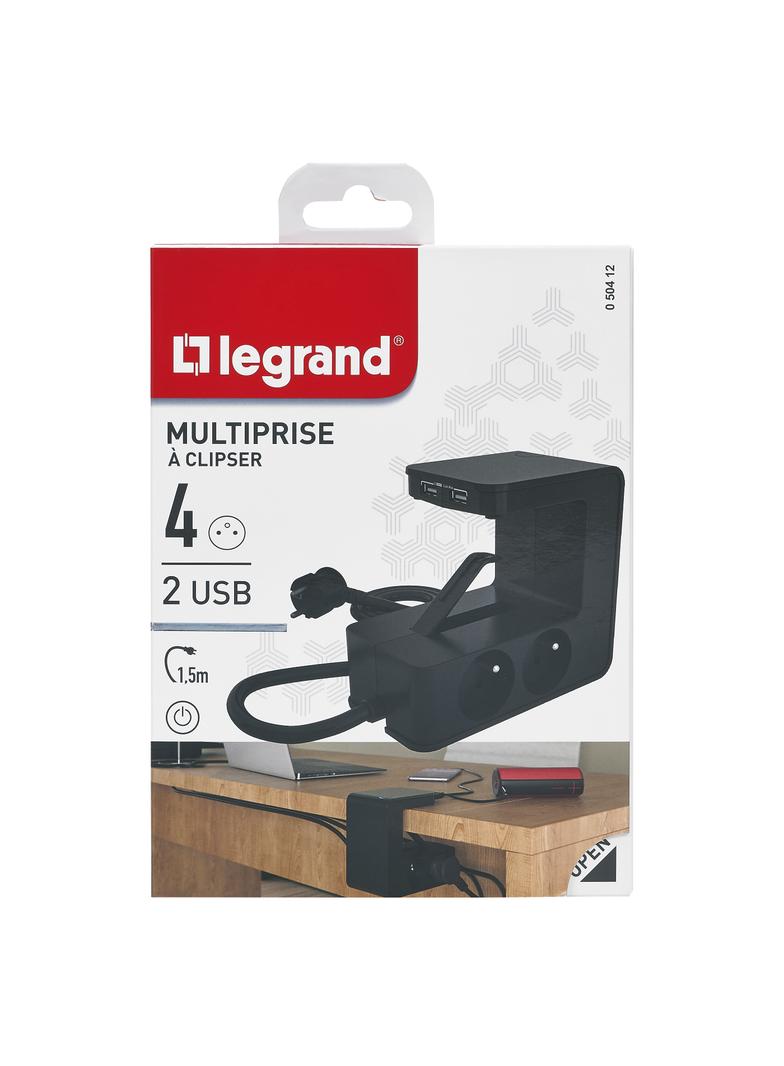 Przedłużacz Z Klipsem 4-Gniazdowy Z/U 2Xusba Z Przewodem 1,5Mb 3x1.5Mm2 Czarny Helmo 050412 LEGRAND