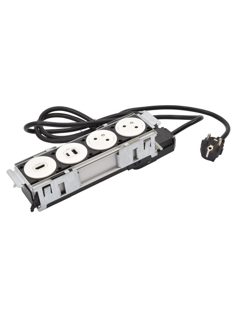 INCARA: DISQ'IN - 2X2P+Z / USB A+C / HDMI - 2,0 M-BIAŁY, Legrand