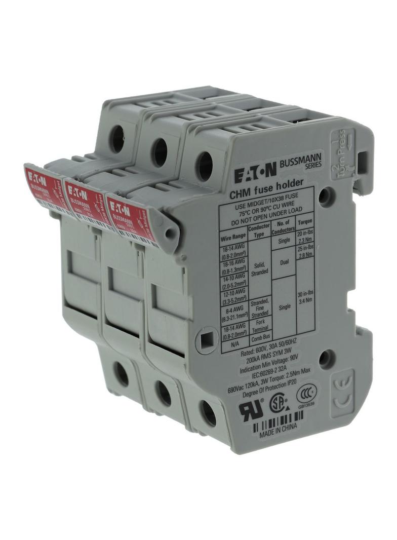 3Pole 30A 600V MFH For 10X38 Midget fuse Podstawa wkładki cylindrycznej 10x38 3P 32A 690VAC CHM3DU E