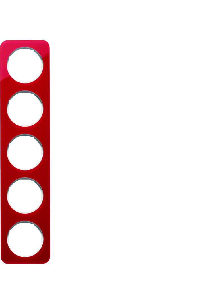 BERKER R.1 Ramka pięciokrotna akryl czerwony przezroczysty/biała 10152349 HAGER