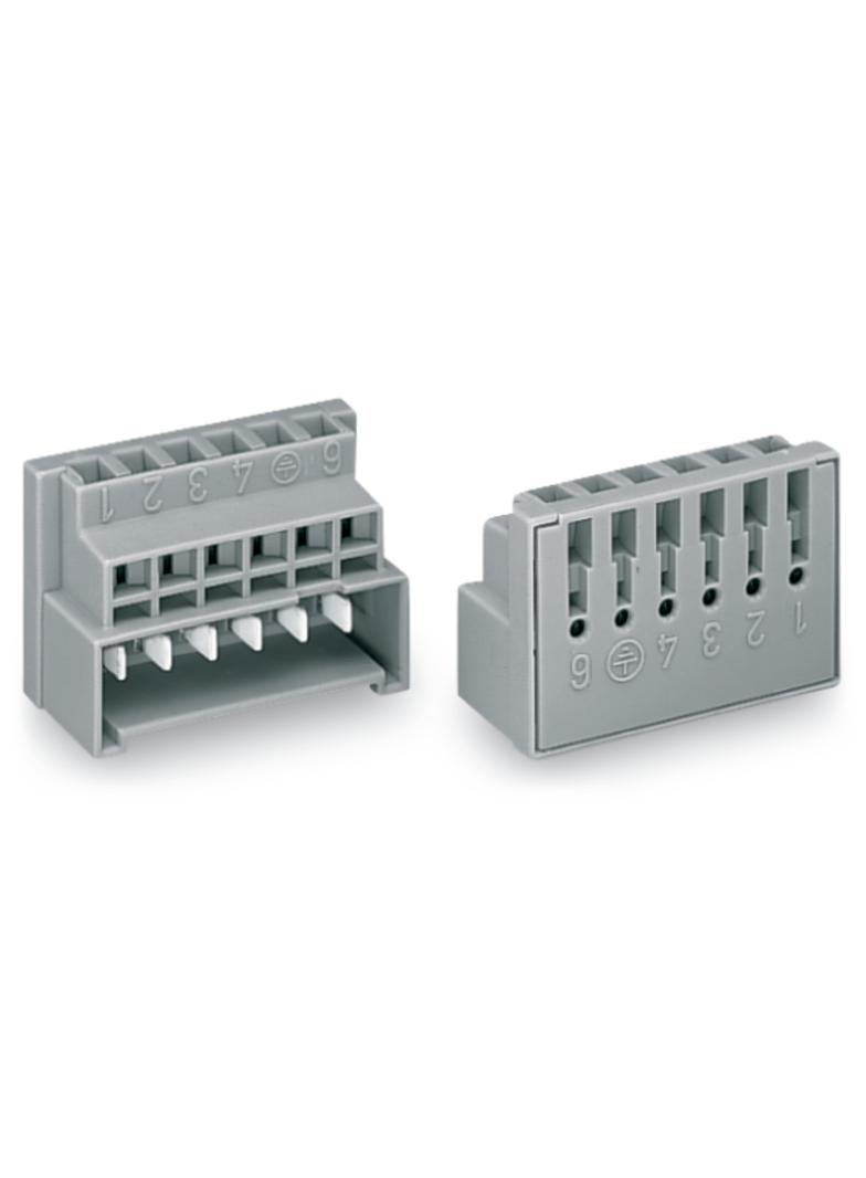 wtyk rozgałęźny 6-polowy 1,5 mm2 5 L, 1 x PE szare /50szt./ WAGO