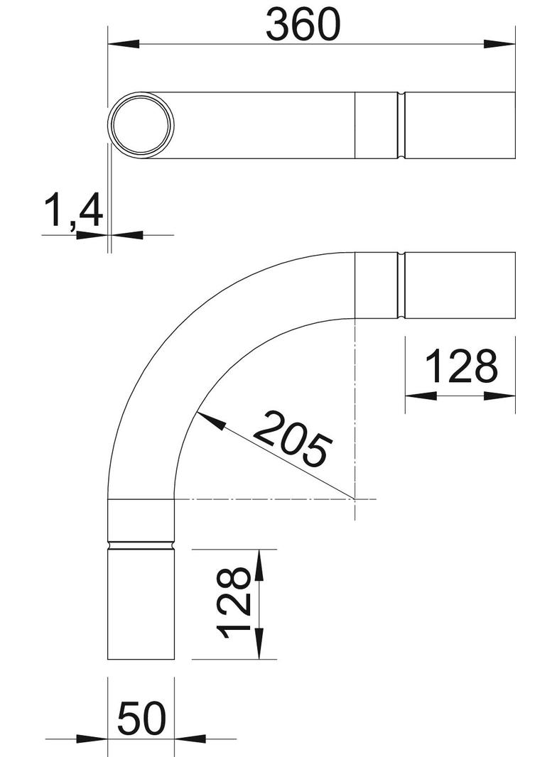 SB50 W ALU, Kolanko rurowe alu