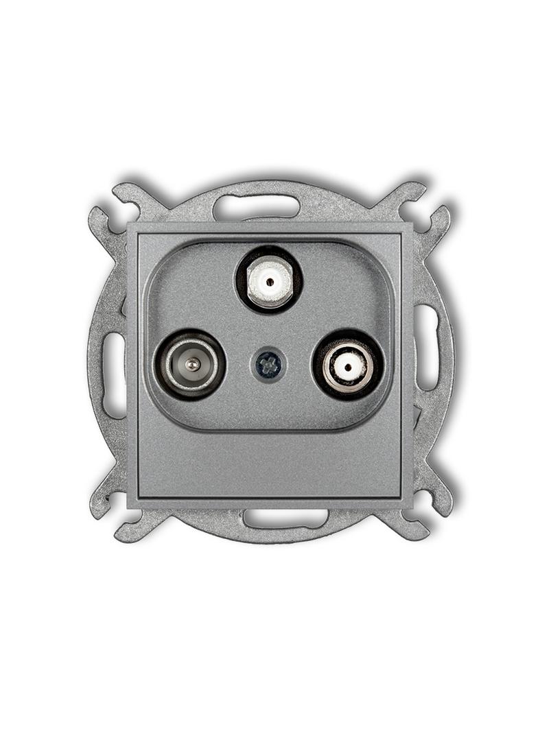 ICON Mechanizm gniazda abonenckiego 2 wyjścia SAT + TV srebrny metalik