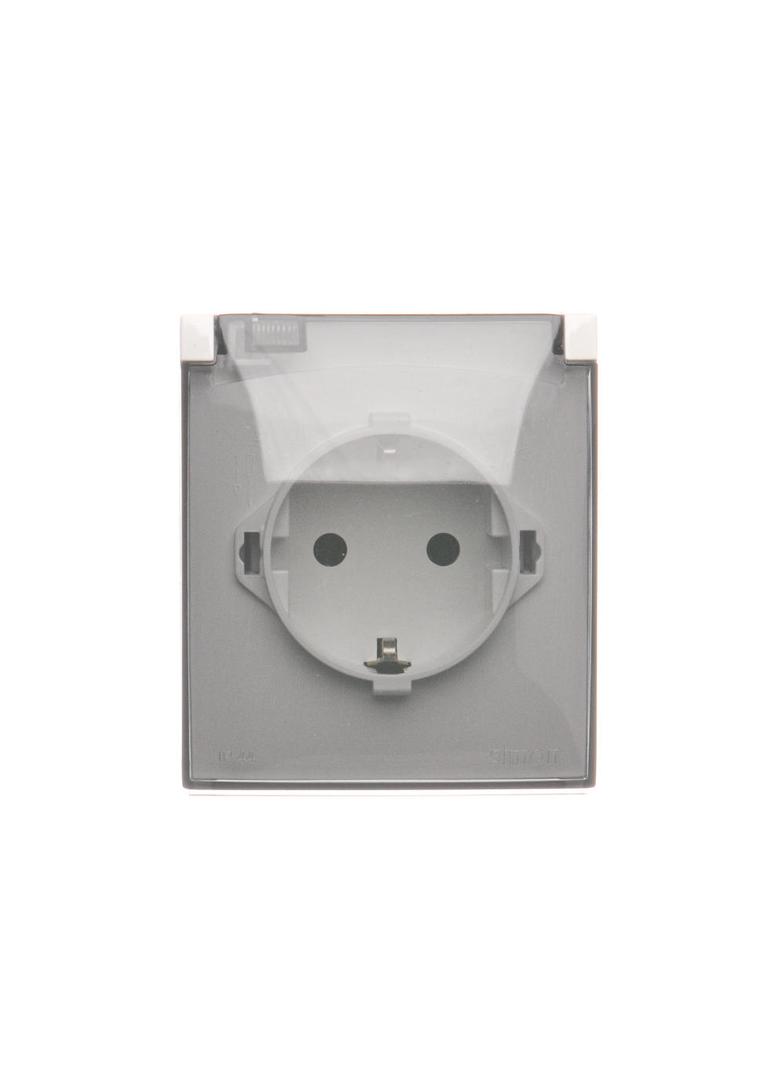 Simon Aquaclick Gniazdo wtyczkowe IP44 Schuko pojedyncze klapka transparentna 16A 250 V~ zaciski śrubowe, biały ACGSZ1C/11A KONTAKT