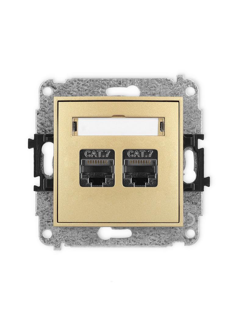 ICON Mechanizm gniazda komputerowego podwójnego 2xRJ45, kat. 7, ekranowany, 8-stykowy złoty