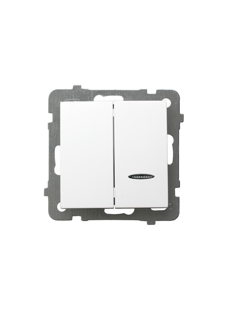 AS Łącznik dwugrupowy świecznikowy z podświetleniem pomarańczowym - kolor biały