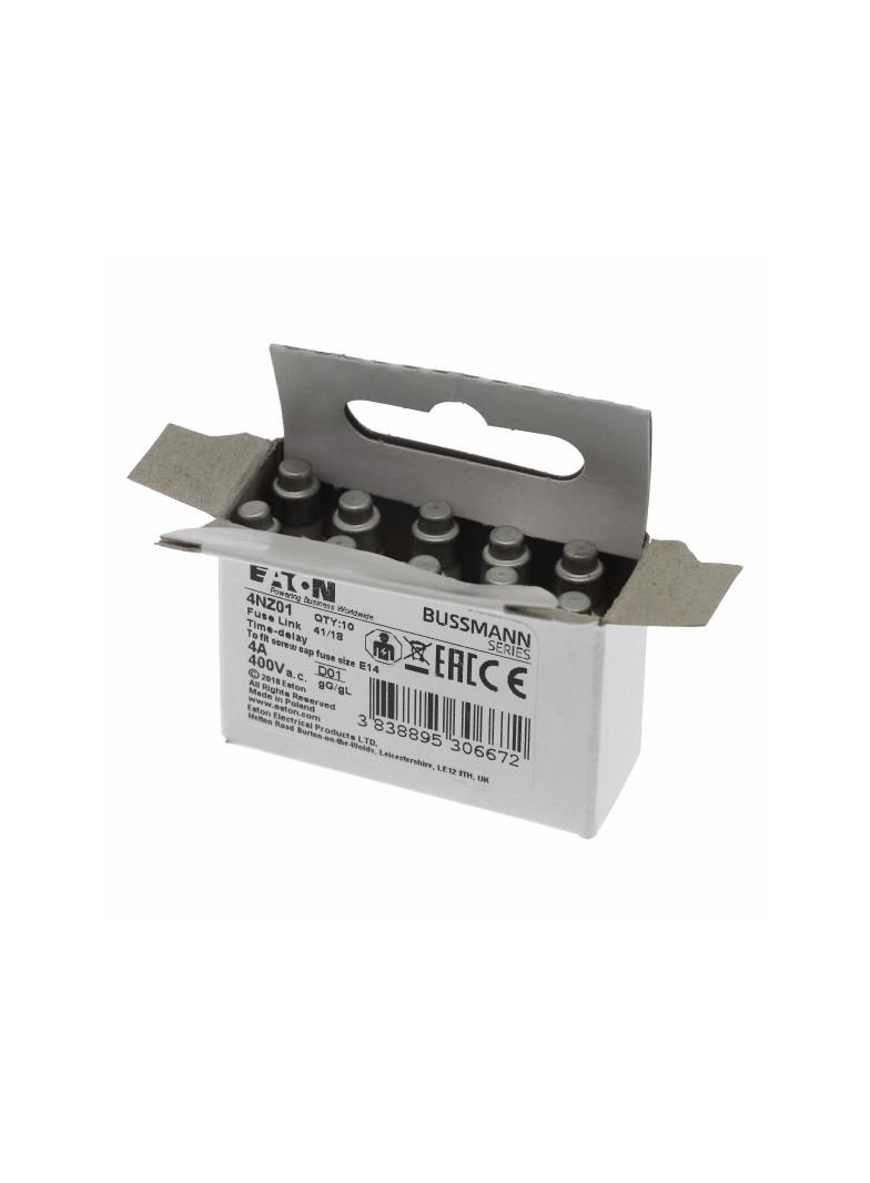 FUSE-D01 4A T GL/GG 400VAC E14 Wkładka D01 4A T GL/GG 400VAC E14 4NZ01 EATON