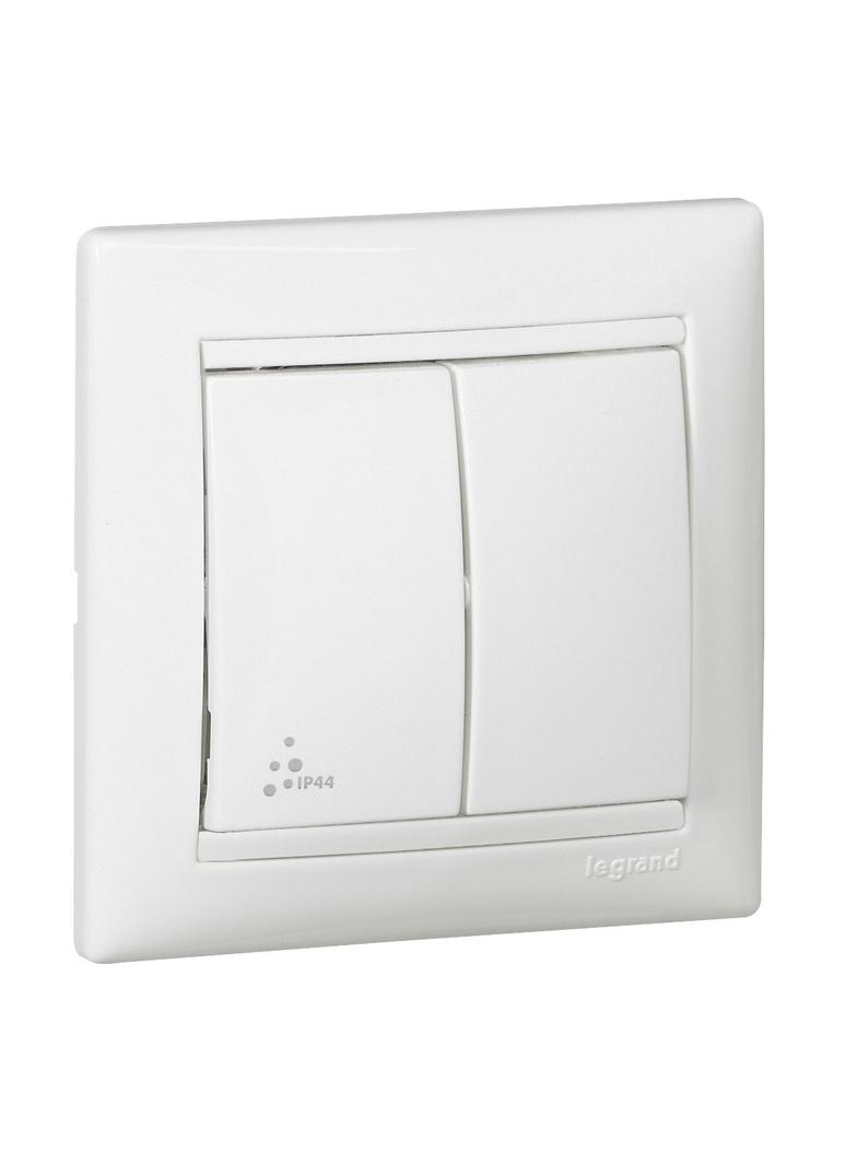 VALENA ŁĄCZNIK SCHODOWY PODWÓJNY IP44 10AX-250~ BIAŁY, Legrand