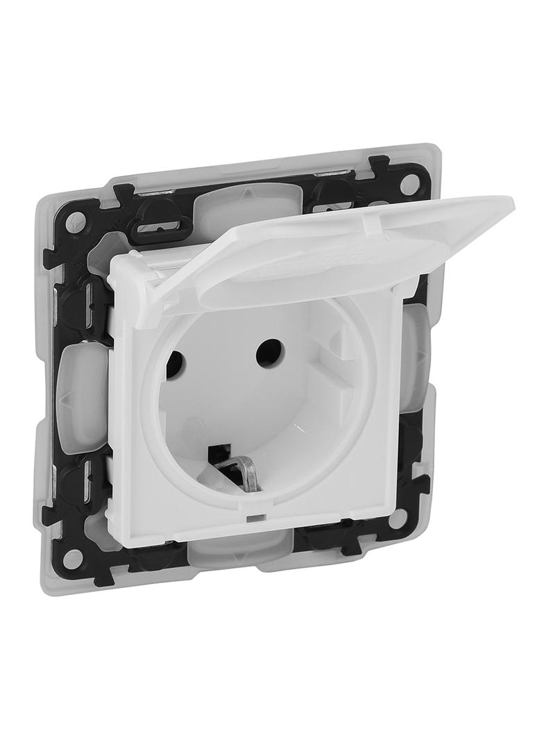 VALENA LIFE GNIAZDO 2P +Z Z PRZESŁONĄ SCHUKO BIAŁE, Legrand