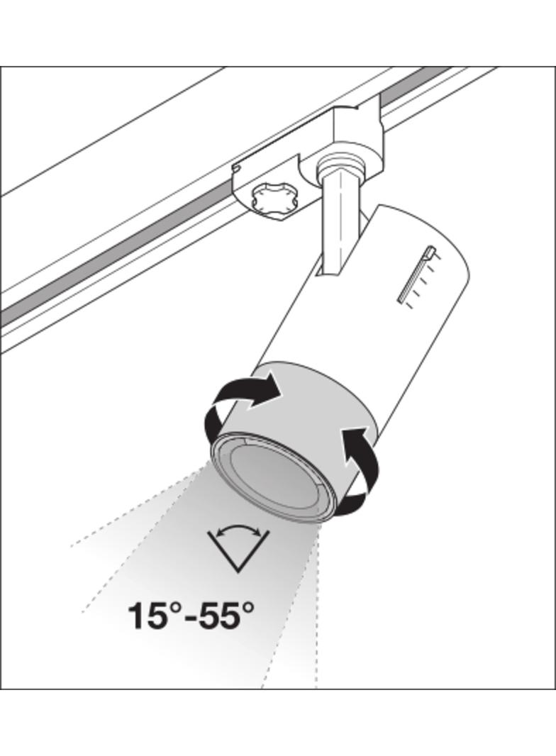 Szynowa oprawa TRACKLIGHT SPOT ZOOM D85 25W 3000K DIM 97R BK