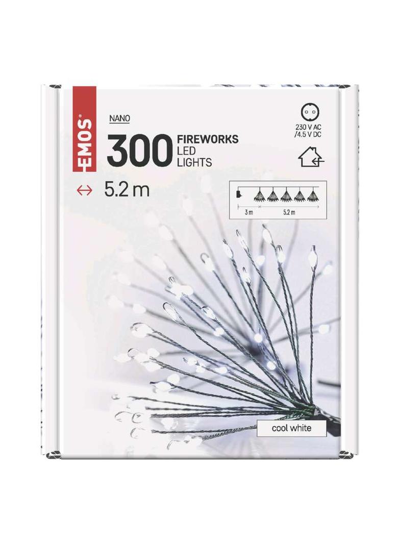 Lampki świąteczne nano łezki frędzle 300 LED 5,2 m zimna biel IP20 timer D3AC09 EMOS