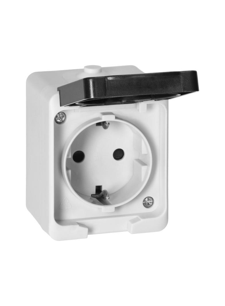 Gniazdo pojedyńcze 2P+Z Schuko AQUATIC MINI IP54, 16A, 230V AC, biało-czarne