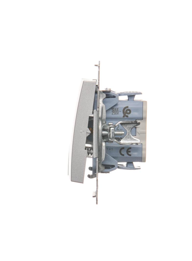 Simon 54 Przycisk podwójny zwierny bez piktogramu 10A szybkozłączka srebrny mat