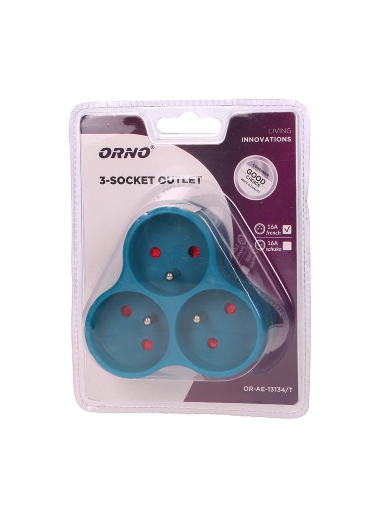 Rozgałęźnik 3x2P+Z turkusowy OR-AE-13134/T ORNO