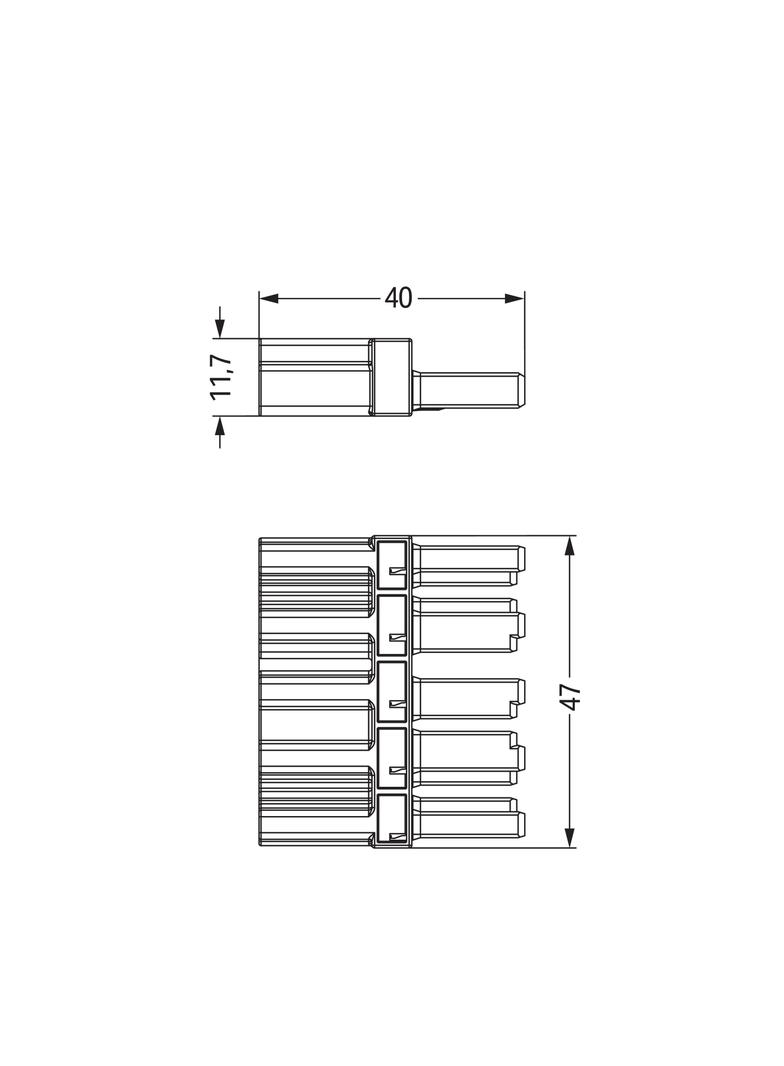 WINSTA element sprzęgający 5-torowy 1 x wtyk / 1 x gniazdo czarny