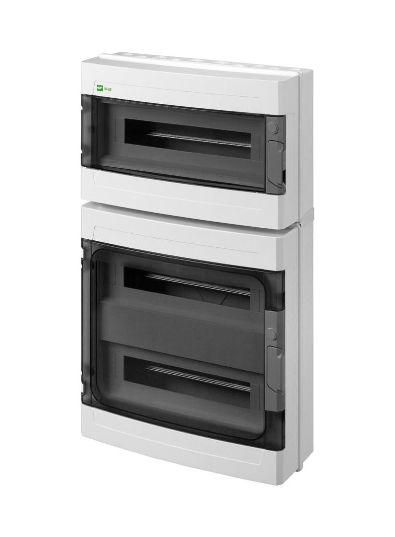 EP-LUX PLUS RN 3/57 (obudowy łączone 19mod+ 38mod) drzwi transparentne (N+PE) IP55