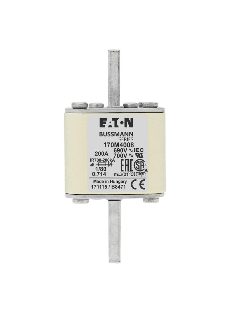 200A 690V 1/80 aR INDICATOR FUSE Wkładka szybka 200A AC 690V DIN 1 53x53x108 mm aR DIN, 170M4008 EAT