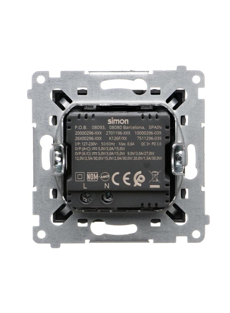 Simon 54 Ładowarka USB C+A 30 W 230V antracyt DEC2CAQ.01/48 KONTAKT