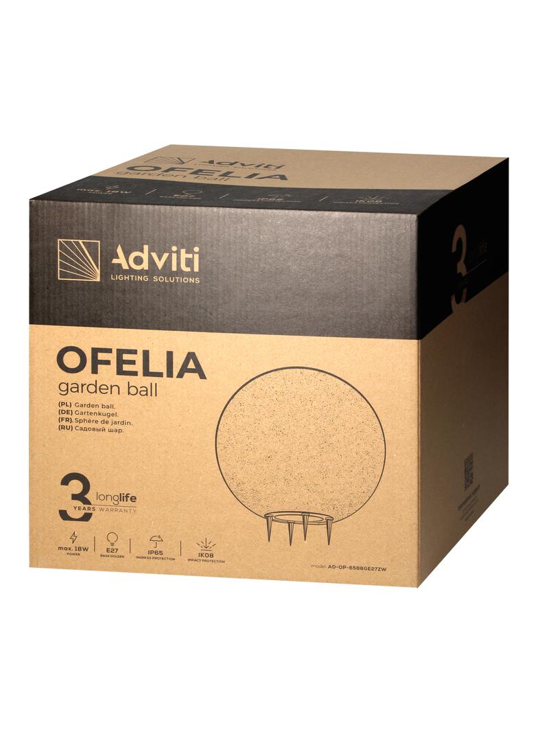 Lampa ogrodowa OFELIA kula E27 oprawa IP65 kamień 38cm wbijana AD-OP-6589GE27ZW ORNO