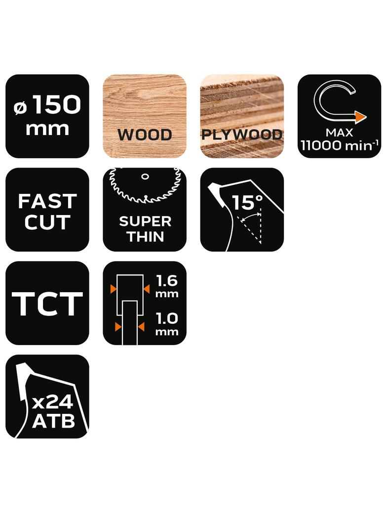 Tarcza do pilarki, widiowa 150 x 10mm, 1.6mm , 24 zęby, Energy+
