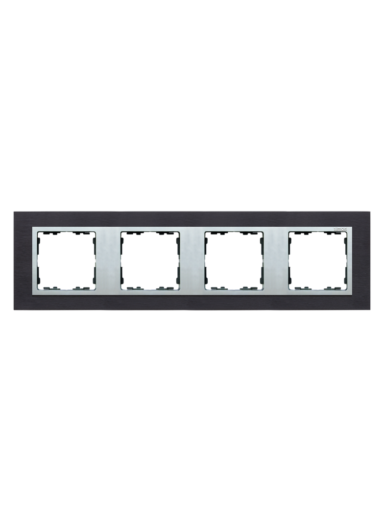 Simon 82 Nature Ramka 4-krotna Nature-metal Inox czarny / pierścień aluminium 82947-38 KONTAKT