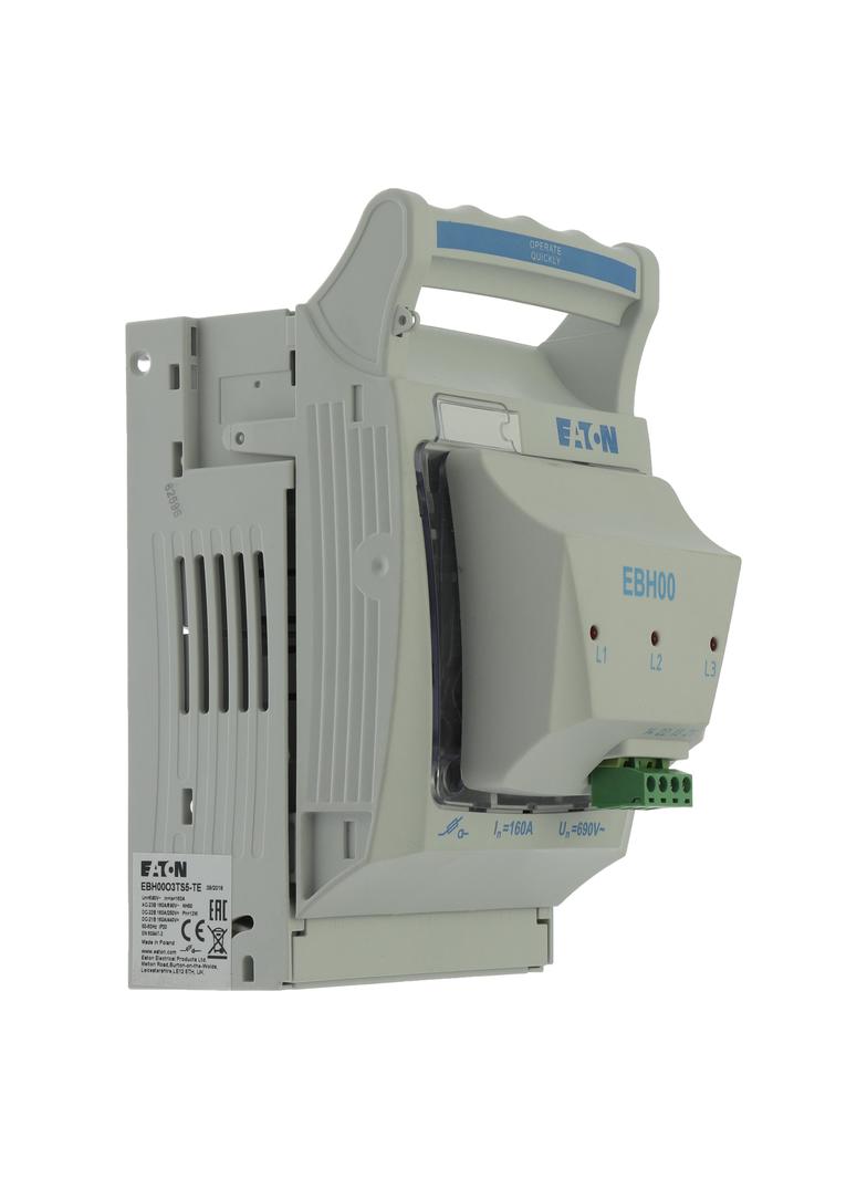 Rozłącznik bezpiecznikowy poziomy 160A AC 690V NH00 AC23B 3P IEC zaciski mostkowe EBH00O3TS5 EATON