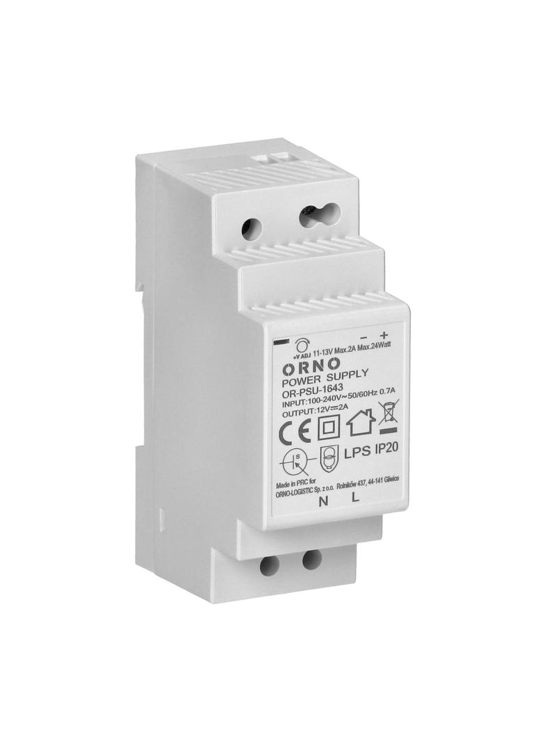 Zasilacz na szynę DIN 12VDC, 2A, 24W, szerokość 2 moduły OR-PSU-1643 ORNO
