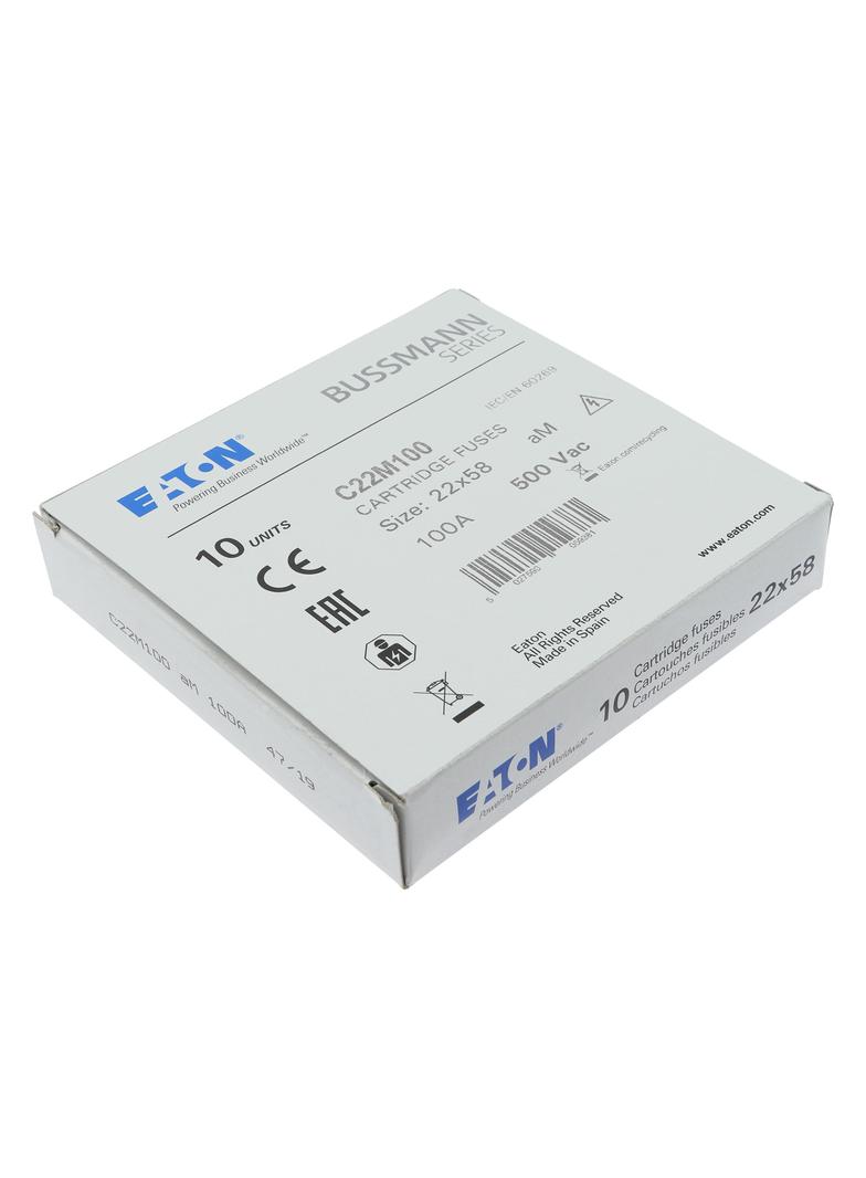 CYLINDRICAL FUSE 22 x 58 100A AM 500V AC Wkładka cylindryczna 22 x 58mm 100A AM 500V AC C22M100 EATO