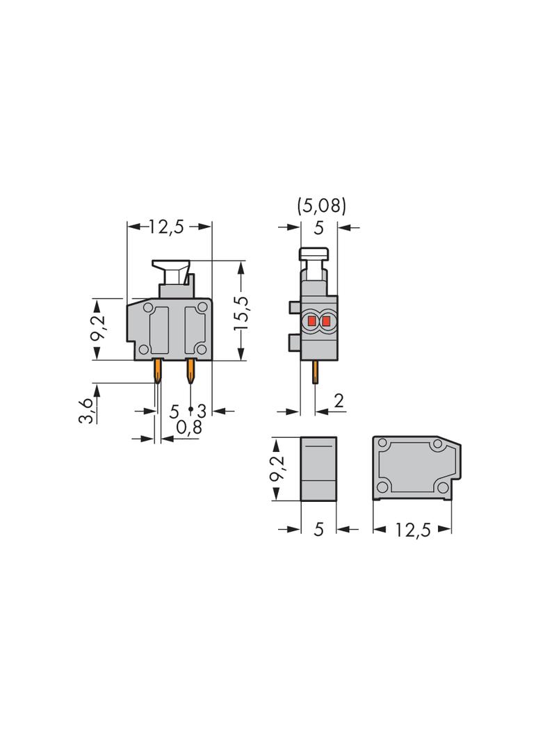 złączka do płytek drukowanych szara raster 5/5,08 mm