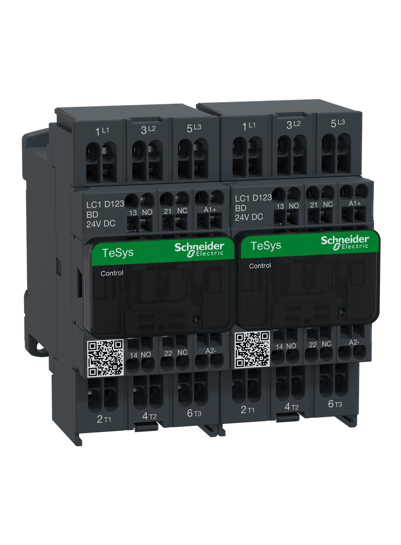 Układ nawrotny TeSys Deca AC3 12A 3P 1Z 1R cewka 24VDC zaciski sprężynowe LC2D123BD Schneider