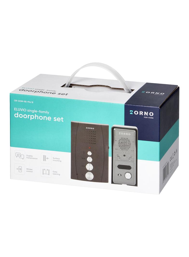Zestaw domofonowy jednorodzinny bezsłuchawkowy czarny ELUVIO OR-DOM-RE-914/B ORNO