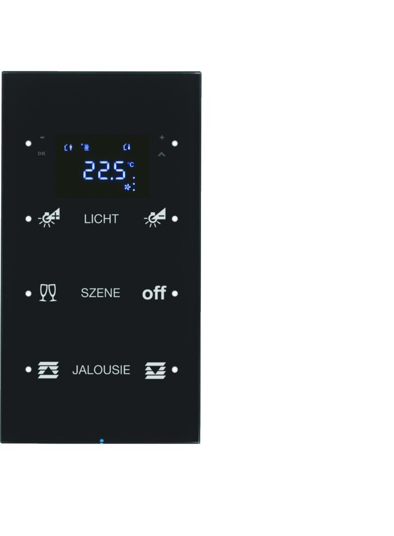 BERKER R.3 Sensor dotykowy potrójny z regulatorem temperatury konfigurowalny szkło czarny 75643155 HAGER