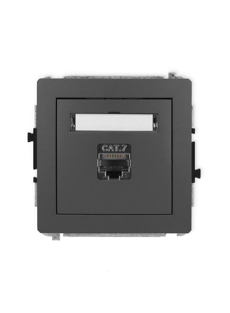 DECO Mechanizm gniazda komputerowego pojedynczego 1xRJ45, kat. 7, ekranowany, 8-stykowy grafitowy ma
