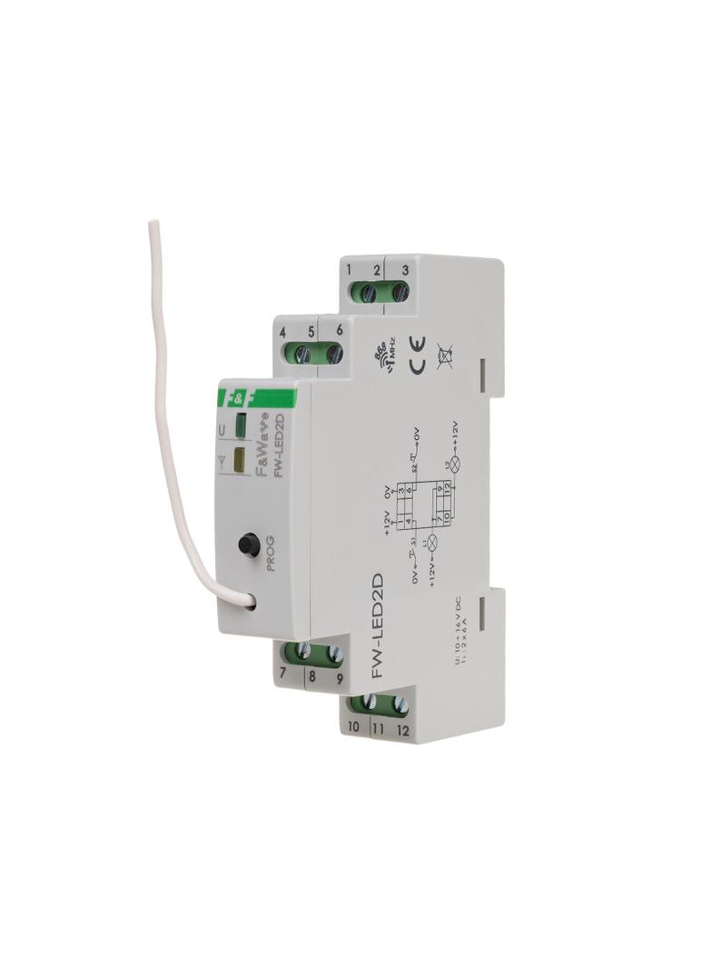 Radiowy dwukanałowy sterownik LED 12V - montaż DIN 10-16V DC FW-LED2D F&F